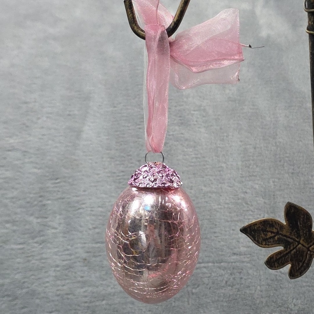 Vintage Easter Egg‎ Crackle Iridescent Glass Kugel Style - 4